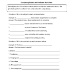 Parts Of A Sentence Worksheets | Subject And Predicate Worksheets Throughout Free Printable Subject Predicate Worksheets 2Nd Grade