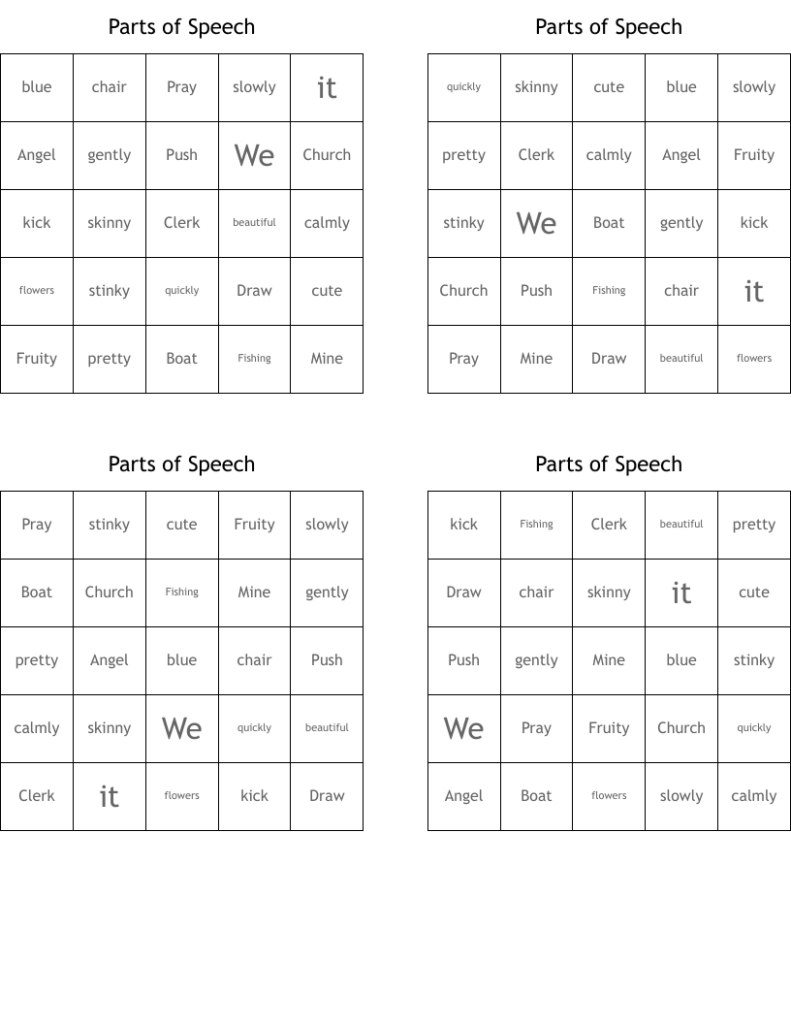 Parts Of Speech Bingo Cards Wordmint Throughout Free Printable Parts Of Speech Bingo Parts Of Speech Bingo Cards Wordmint Throughout Free Printable Parts Of Speech Bingo