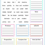 Parts Of Speech Worksheets For Free Printable Parts Of Speech Worksheets