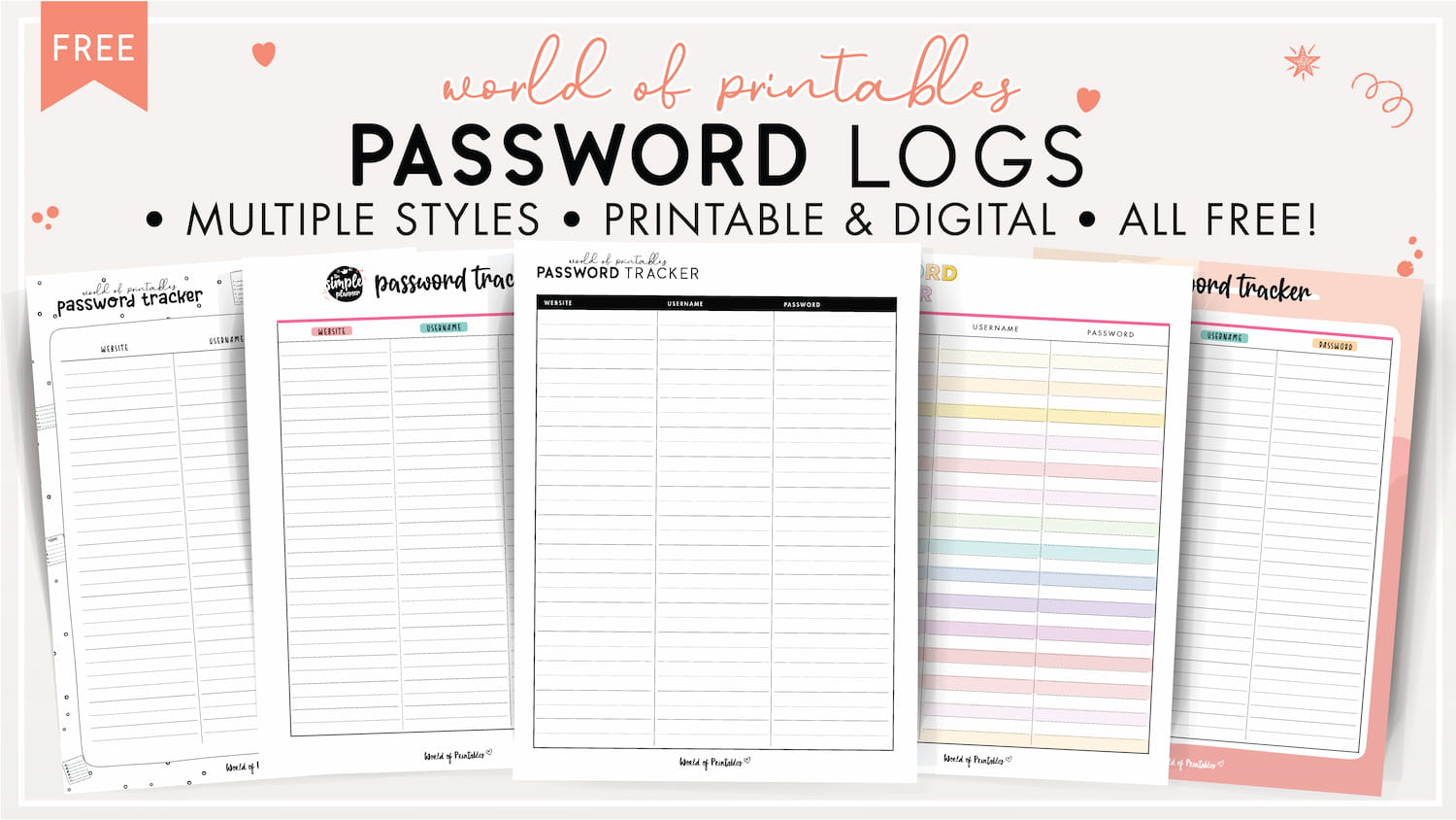 Password Templates - World Of Printables throughout Free Printable Password Log