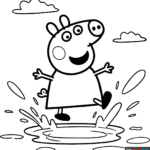Peppa Pig Jumping In A Puddle Coloring Page | Easy Drawing Guides Intended For Peppa Pig Character Free Printable Images