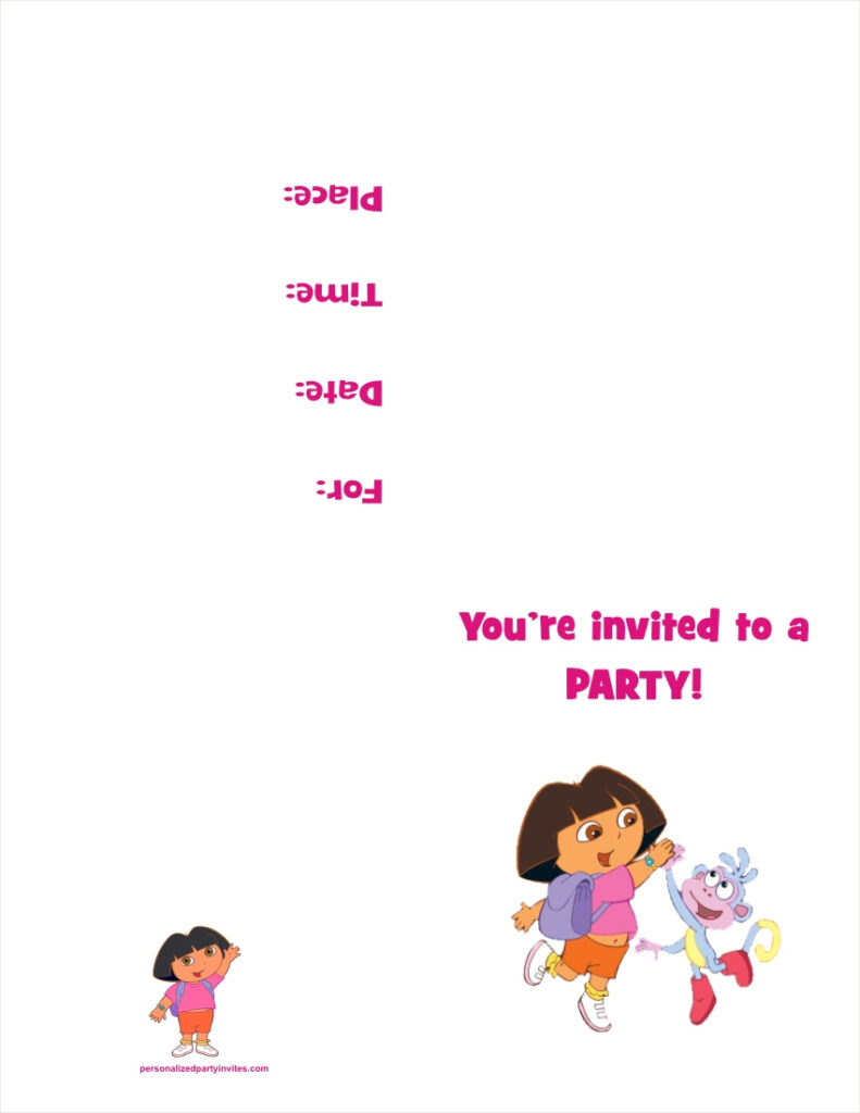 Personalized Party Invites News Free Printable Dora The Explorer Pertaining To Dora Birthday Cards Free Printable Personalized Party Invites News Free Printable Dora The Explorer Pertaining To Dora Birthday Cards Free Printable