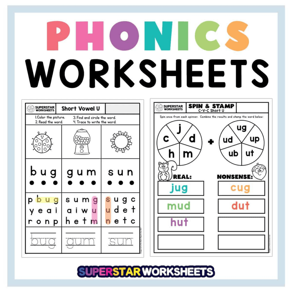Phonics Worksheets   Superstar Worksheets Pertaining To Free Printable Grade 1 Phonics Worksheets
