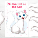 Pin The Tail On The Cat Printable Game Instant Printable Party Inside Free Printable Pin The Tail On The Cat