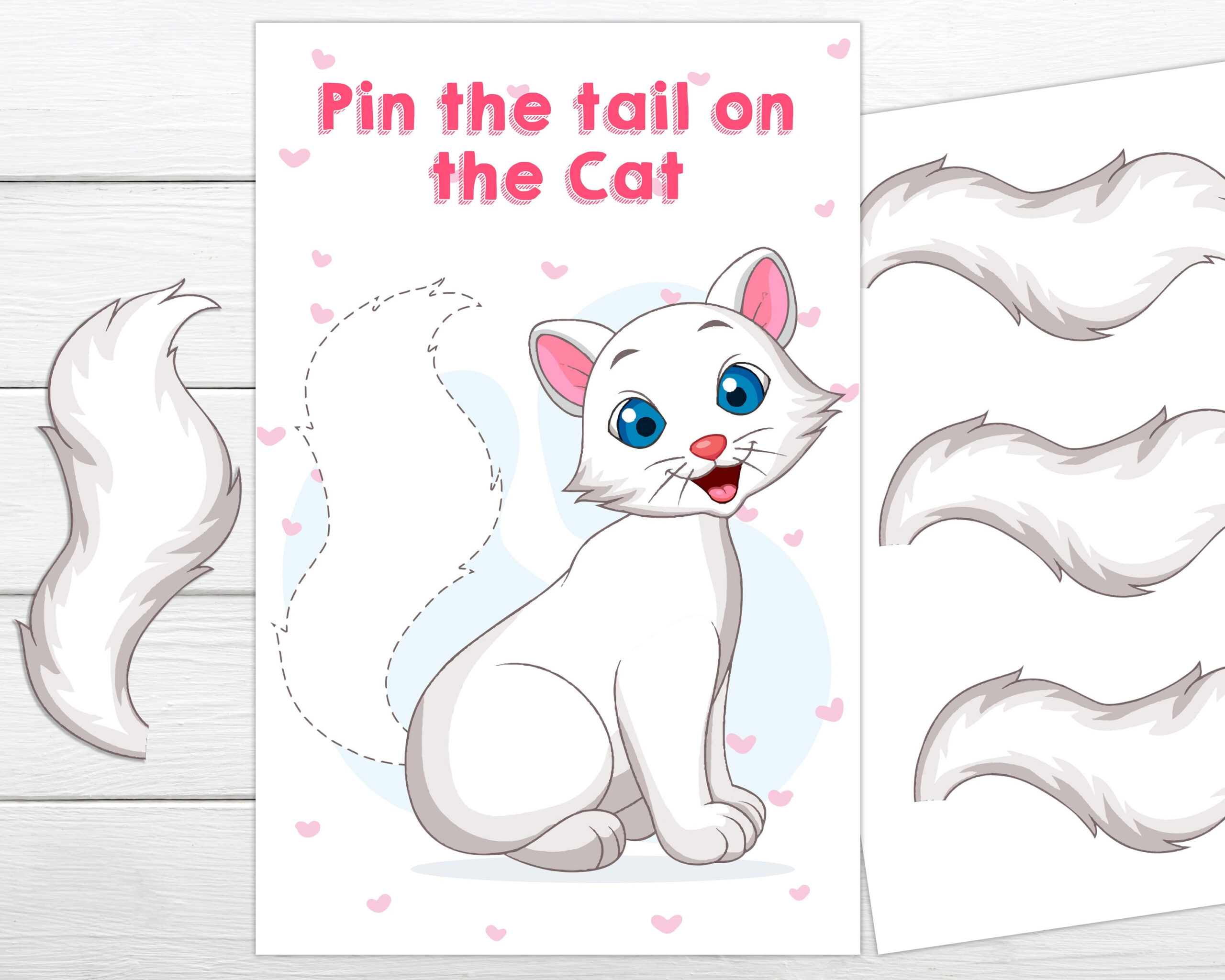 Pin The Tail On The Cat Printable Game Instant Printable Party inside Free Printable Pin The Tail On The Cat