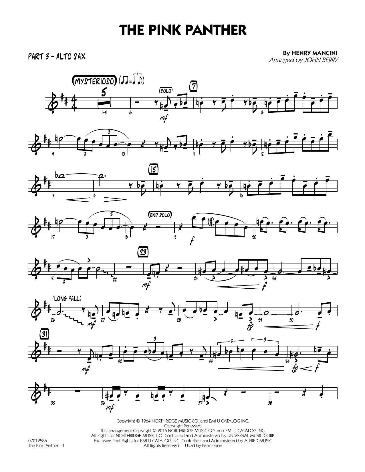 Pink Panther Theme Song Saxophone - Tgs A.åž. throughout Free Printable Alto Saxophone Sheet Music Pink Panther
