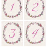 Pink Rose Wreath Table Numbers: Free Wedding Printable   Sweet Intended For Free Printable Table Numbers 1 20