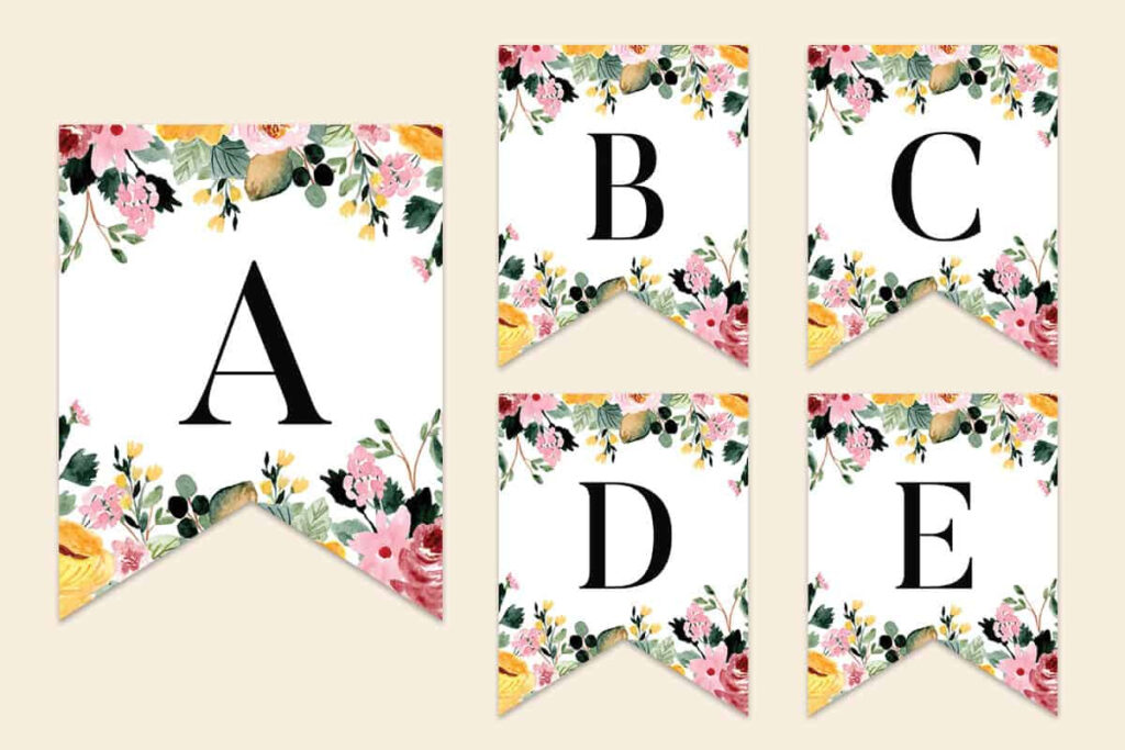 Pink & Yellow Floral Letters Banner | Mrs. Merry Pertaining To Free Printable Flower Letters Pink & Yellow Floral Letters Banner | Mrs. Merry Pertaining To Free Printable Flower Letters