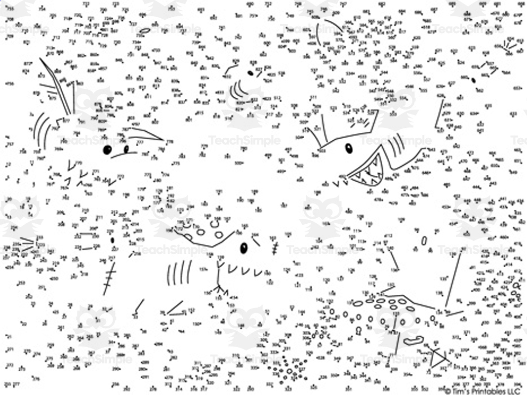 Pirate Shark Extreme Difficulty Dot-To-Dot / Connect The Dots Pdf for Free Printable Difficult Dot to Dot Puzzles