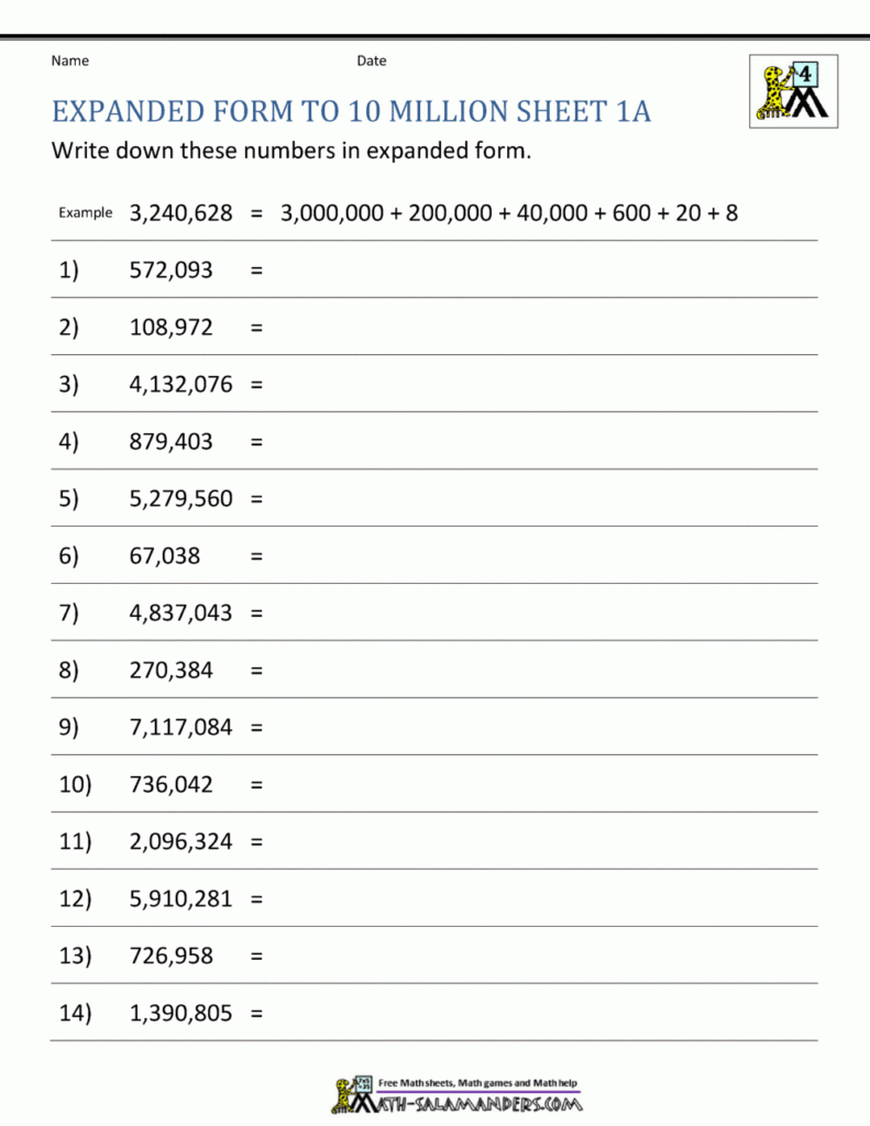 Place Value Worksheet Up To 10 Million In Free Printable Place Value Worksheets Place Value Worksheet Up To 10 Million In Free Printable Place Value Worksheets