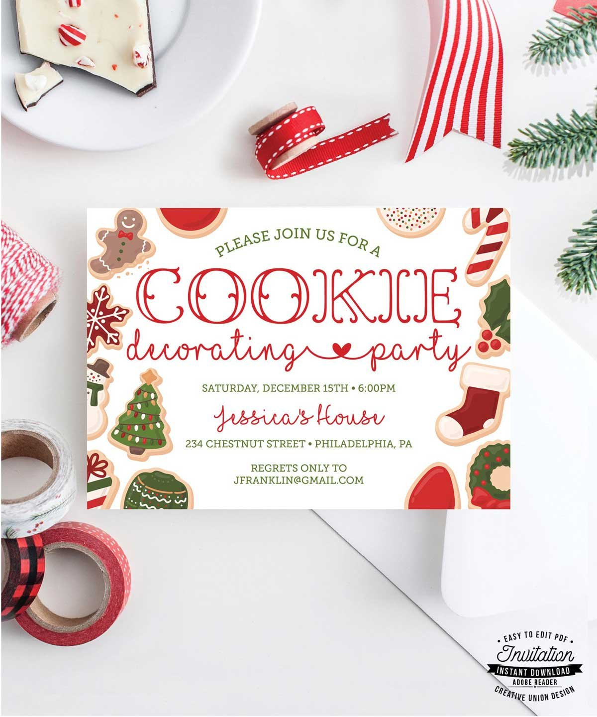 Plan A Christmas Holiday Cookie Exchange Party | Cookie Cutter Ideas intended for Free Printable Cookie Decorating Invitations