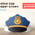 Police Cap Hat Paper Crown Party Pretend Play Printable Kids Craft For Free Printable Police Hat