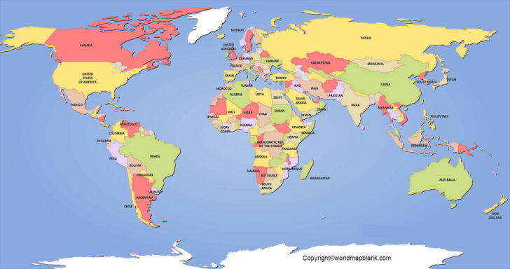 Free Printable World Map with Countries Labeled