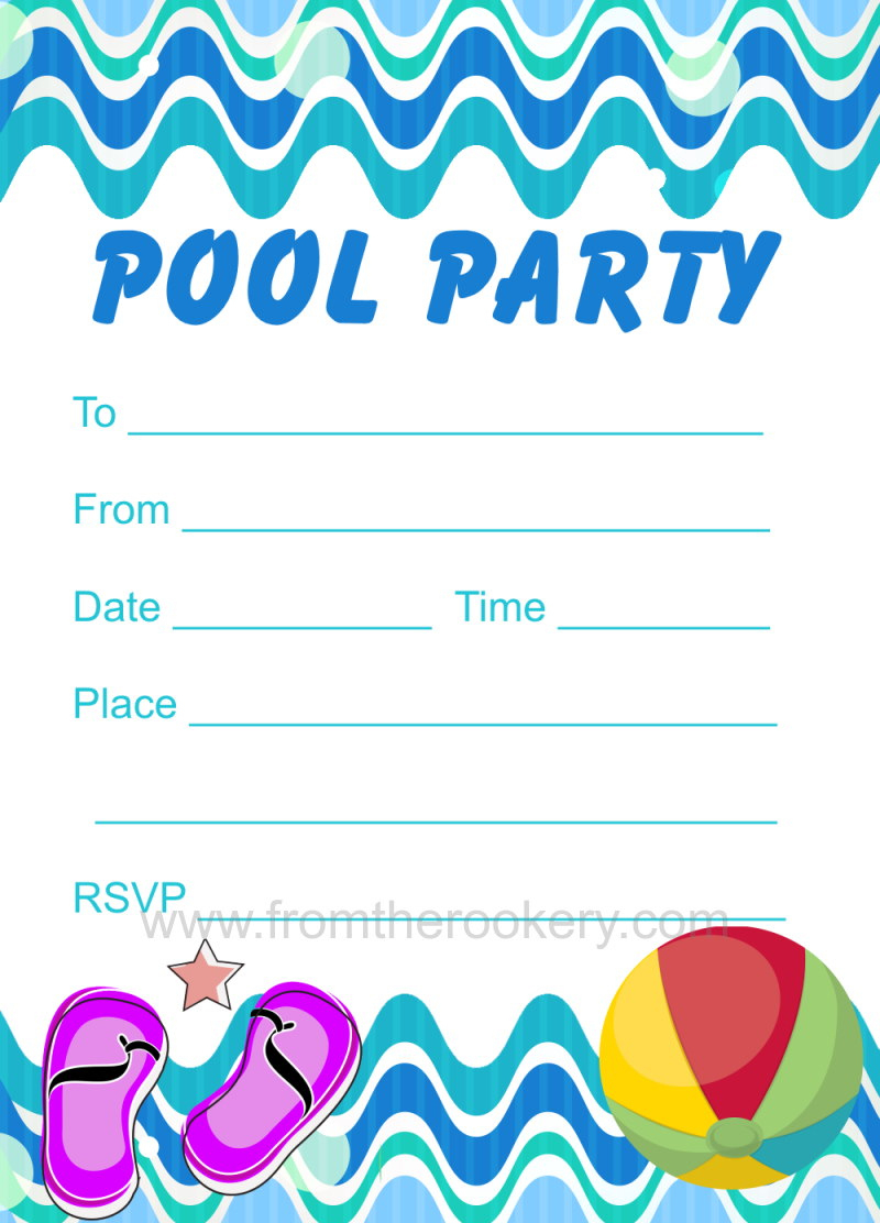 Pool Party Invitation inside Free Printable Pool Party Invitations