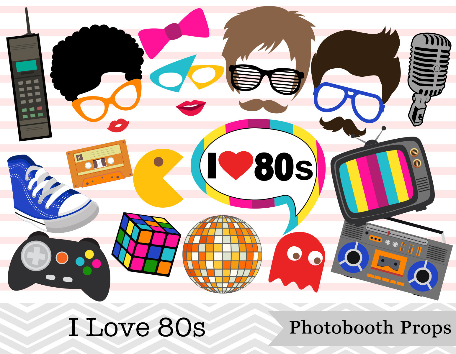 Printable 1980&amp;</p>
<h2>039;S Party Photo Booth Props, I Love 80S Photo Booth inside 80S Photo Booth Props Printable Free