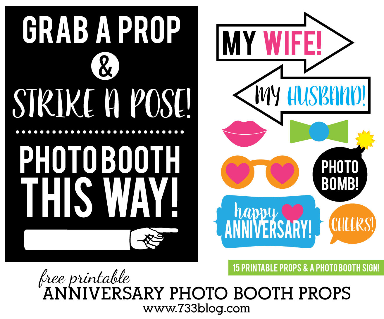 Printable Anniversary Photo Booth Props - Inspiration Made Simple pertaining to Free Printable Wedding Photo Booth Props