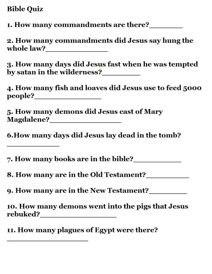 Free Printable Bible Trivia For Adults