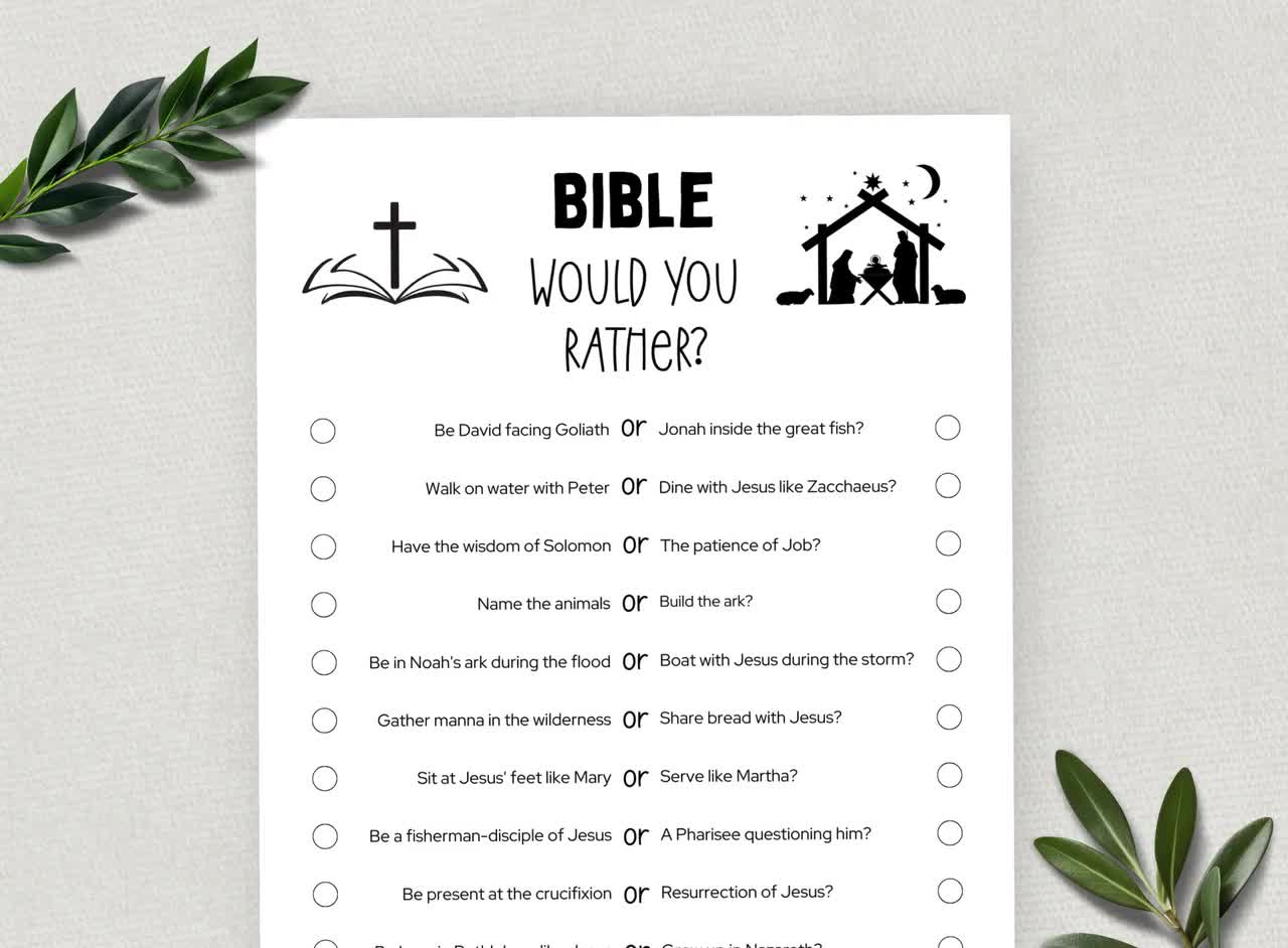 Printable Bible Would You Rather, This Or That, Bible Games, Fun Christian Youth Group Game, Sunday School, Church Study Activity within Free Printable Bible Games For Youth