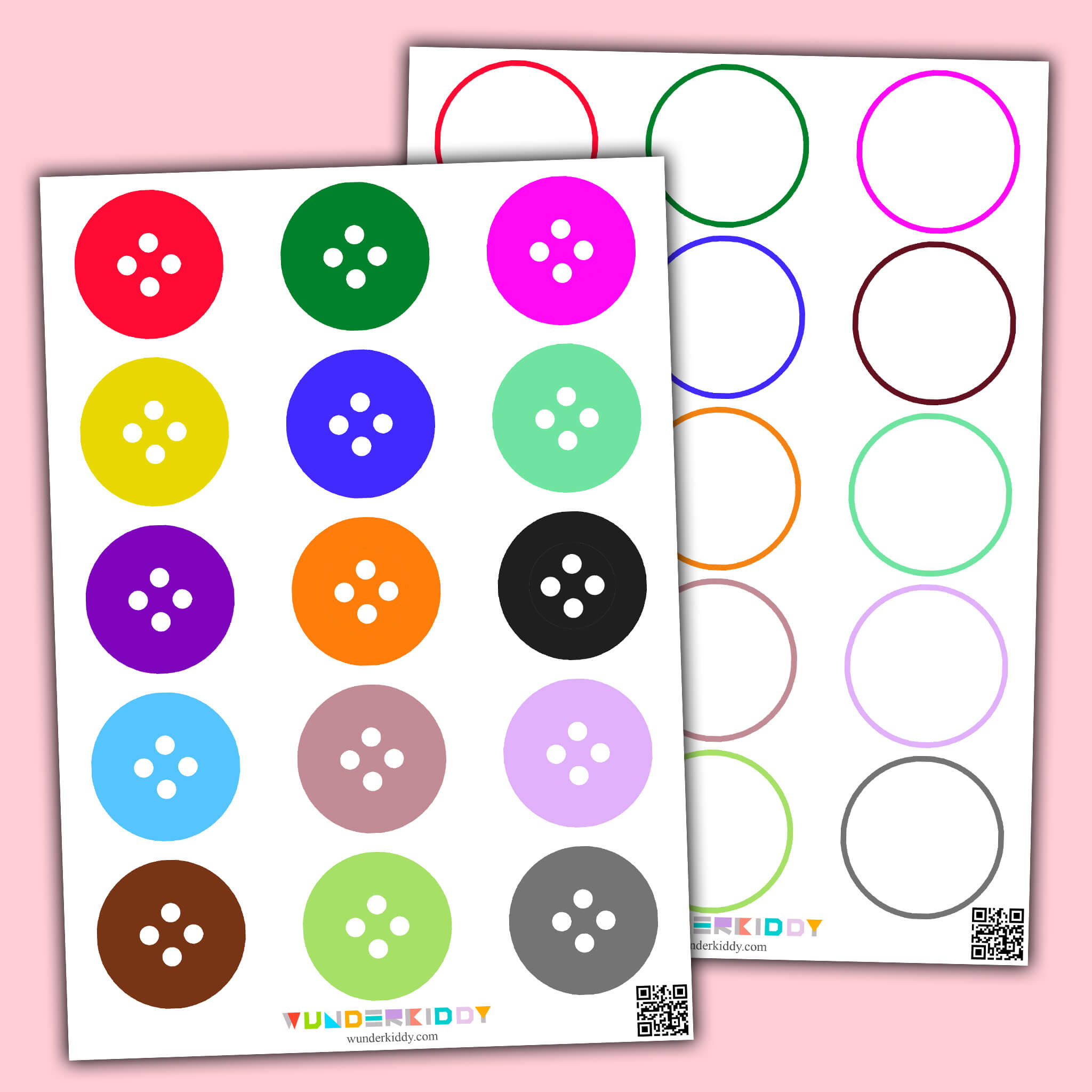 Printable Buttons Color Matching Worksheet For Toddlers with Free Printable Button Templates