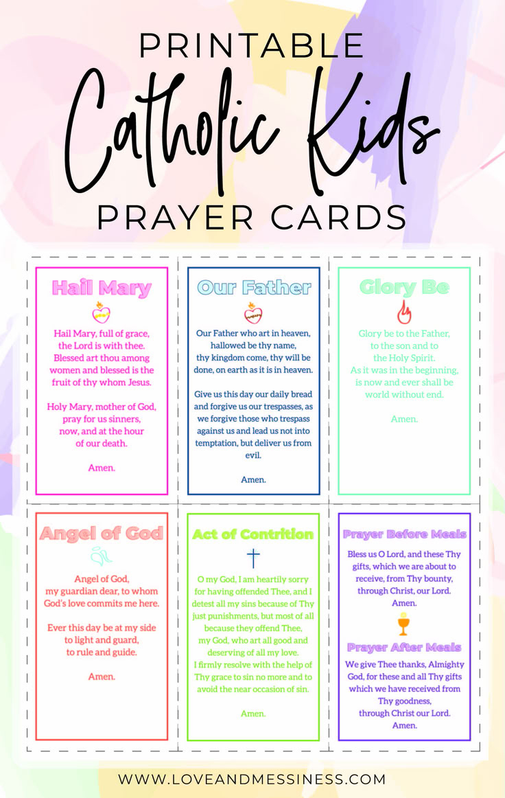 Printable Catholic Kids Prayer Cards in Free Printable Catholic Prayer Cards