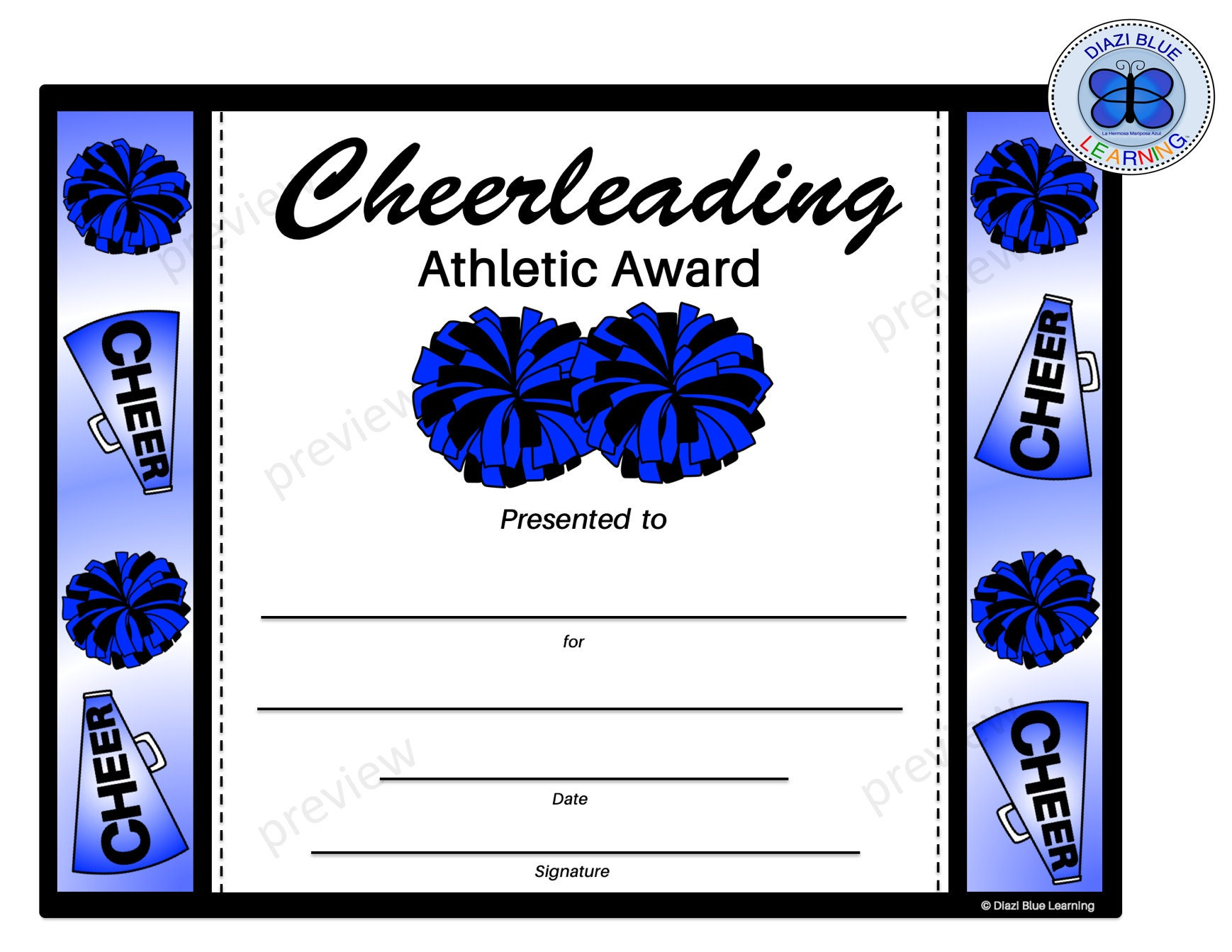 Printable Cheerleading Awards, Editable Cheerleading Certificate pertaining to Free Printable Cheerleading Certificates