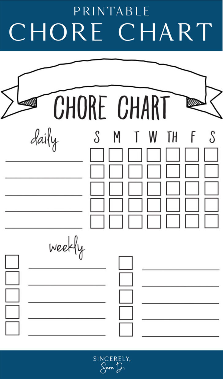 Free Printable Chore Charts For Kids