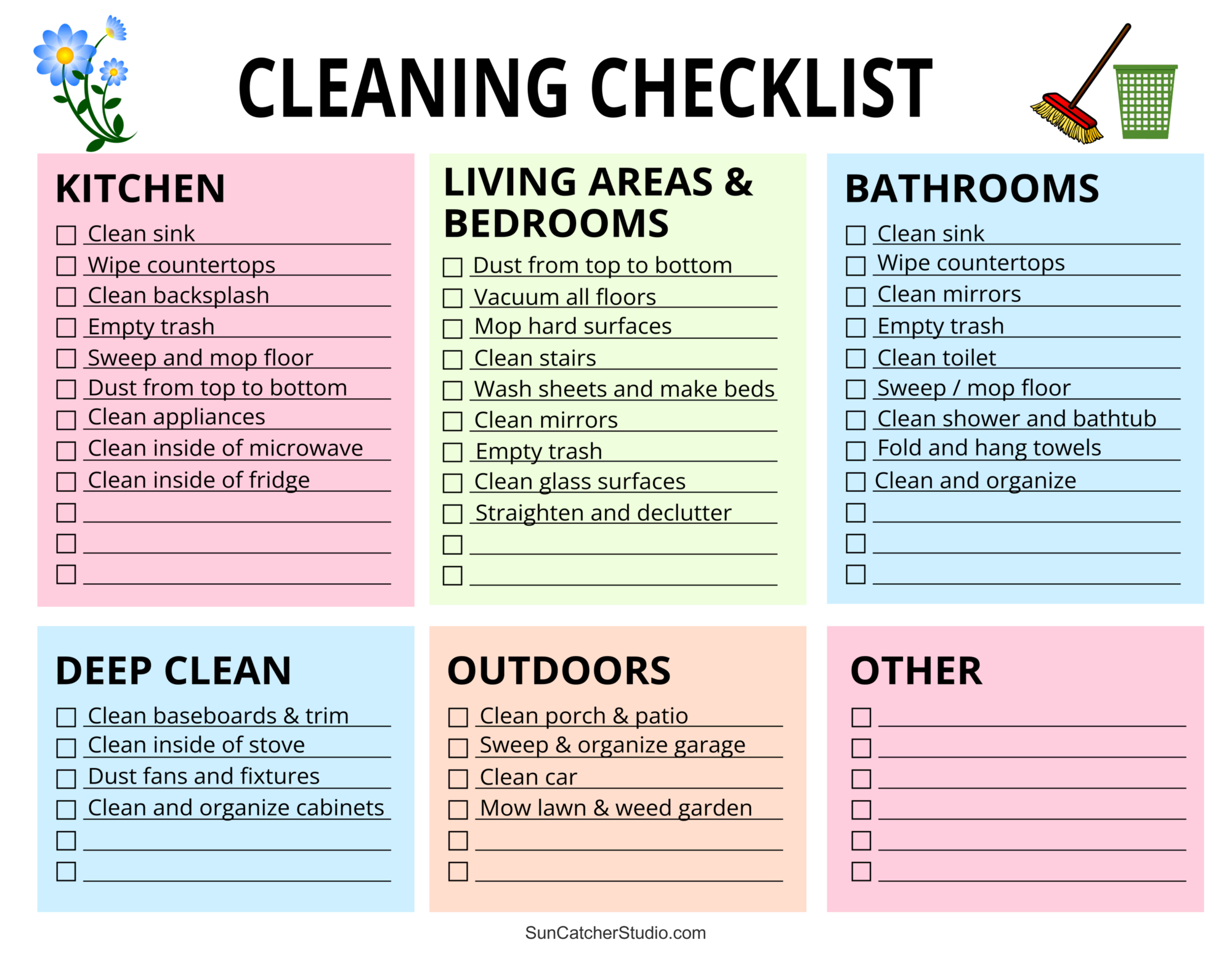 Printable Cleaning Schedule (Spring, Daily, &amp;amp; Weekly Checklists throughout Free Printable Housework Checklist