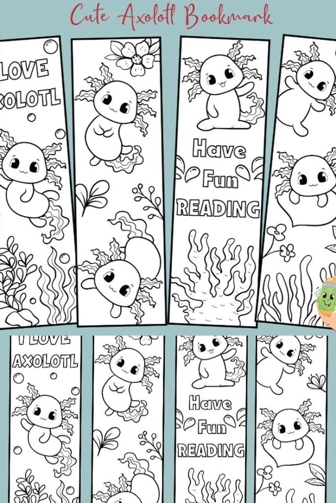 Printable Cute Axolotl Coloring Bookmarks For Kids, Baby Sloths Regarding Free Printable Baby Bookmarks Printable Cute Axolotl Coloring Bookmarks For Kids, Baby Sloths Regarding Free Printable Baby Bookmarks