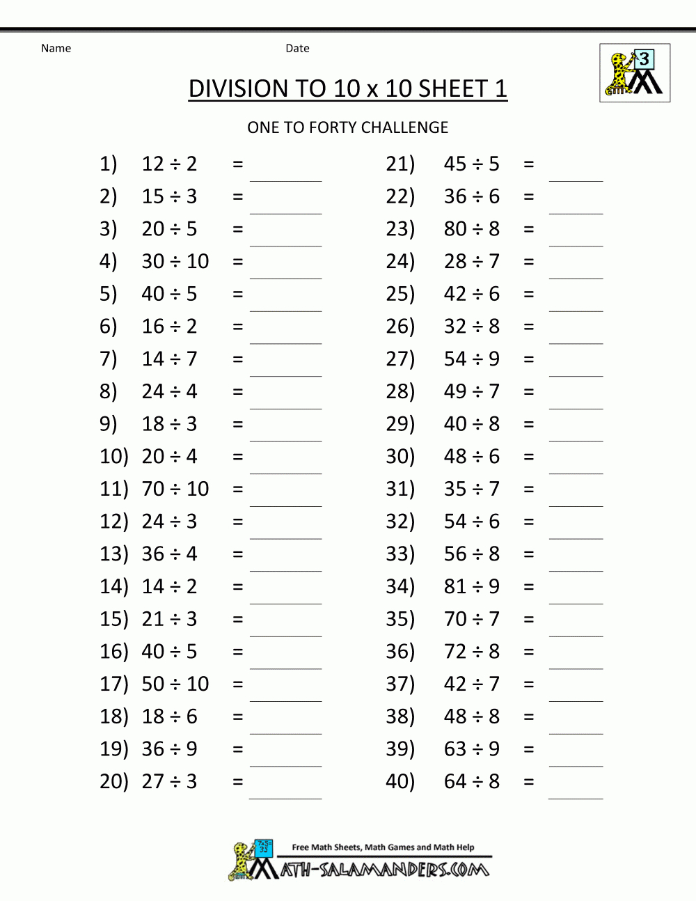 Printable Division Worksheets 3Rd &amp;amp; 4Th Grade in Free Printable Division Worksheets Grade 3