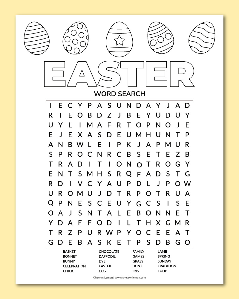 Printable Easter Word Search Chevron Lemon Within Free Printable Easter Puzzles For Adults Printable Easter Word Search Chevron Lemon Within Free Printable Easter Puzzles For Adults