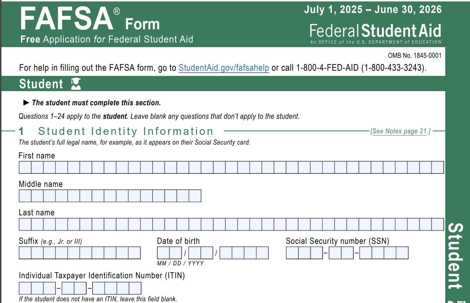 Printable Fafsa Application with regard to Free Printable Fafsa Application Form