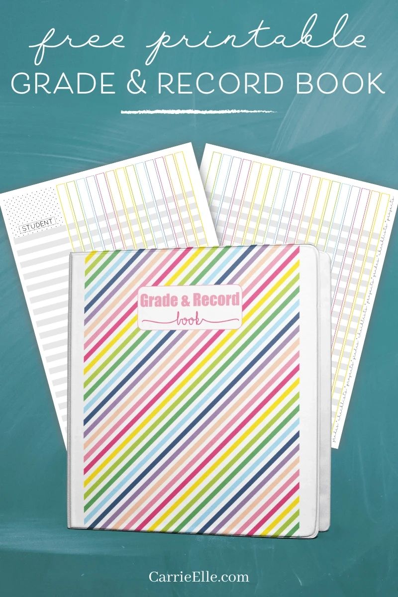 Printable Grade Book For Teachers - Carrie Elle in Free Printable Gradebook Sheets For Teachers