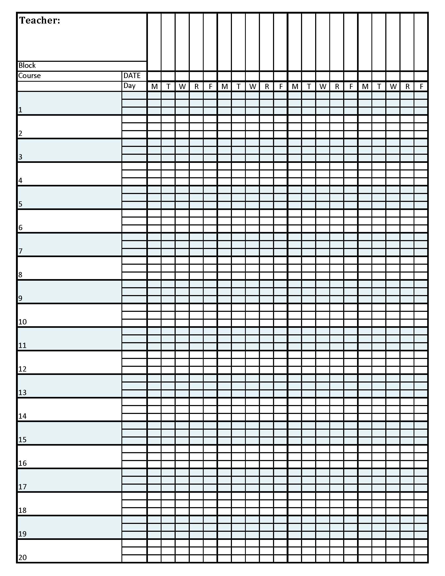 Printable Gradebook for Free Printable Grade Sheet