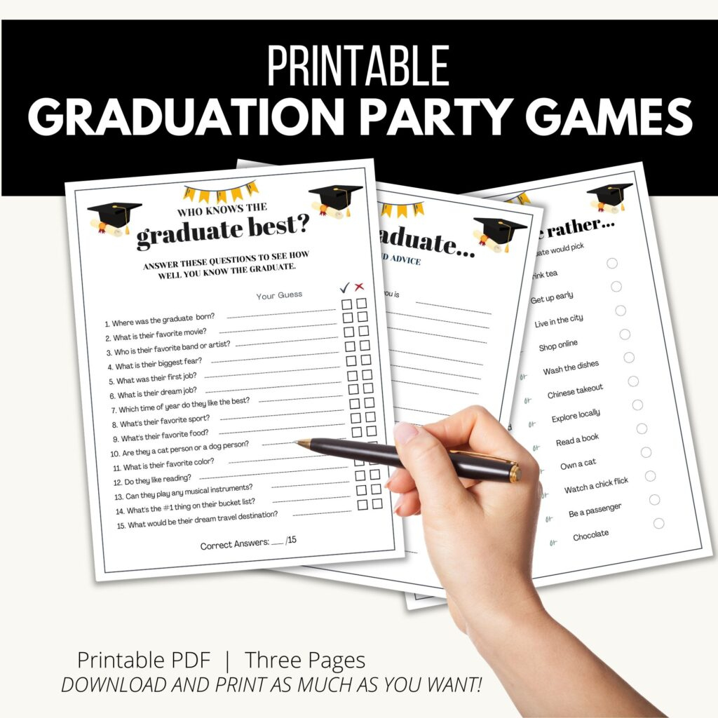 Printable Graduation Games - Add A Little Adventure for Free Printable Graduation Party Games