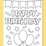 Printable Happy Birthday Coloring Card   Chevron Lemon With Free Printable Happy Birthday Cards