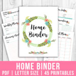 Printable Home Management Binder  Floral Intended For Free Printable Household Binder