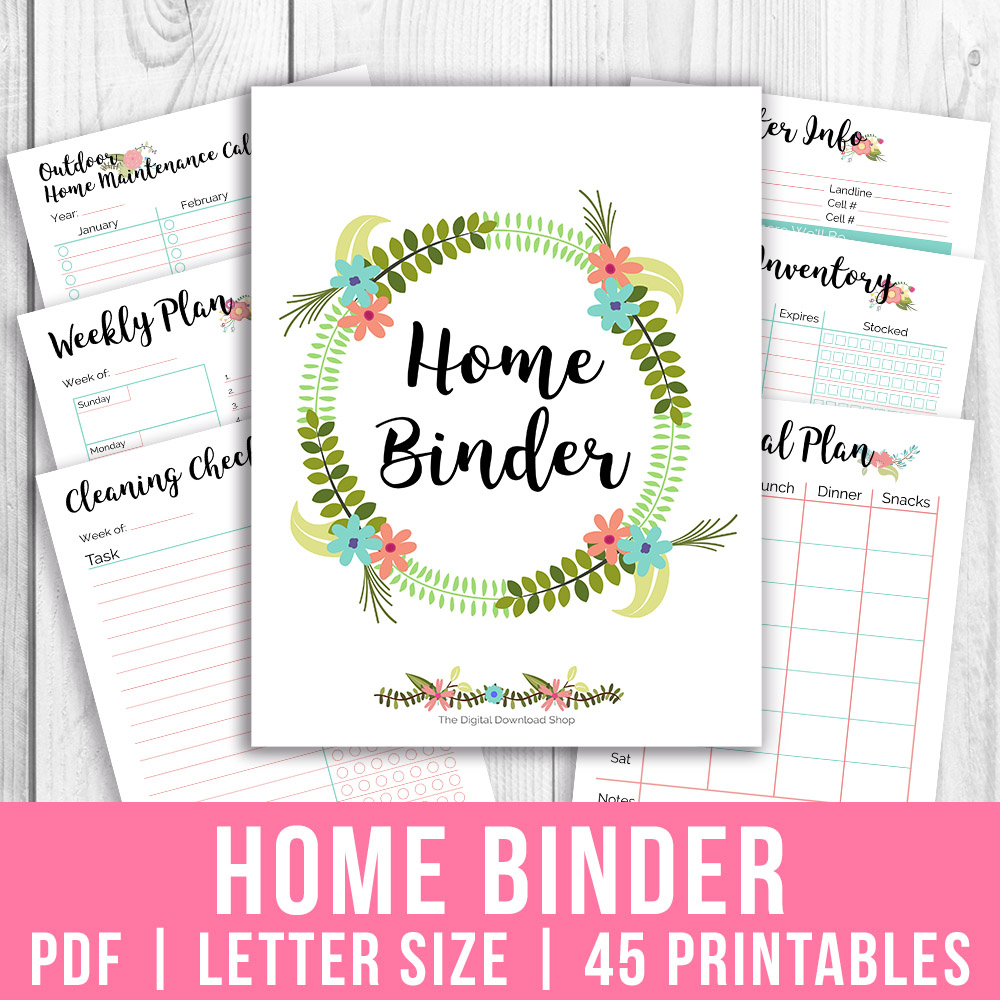Printable Home Management Binder- Floral intended for Free Printable Household Binder