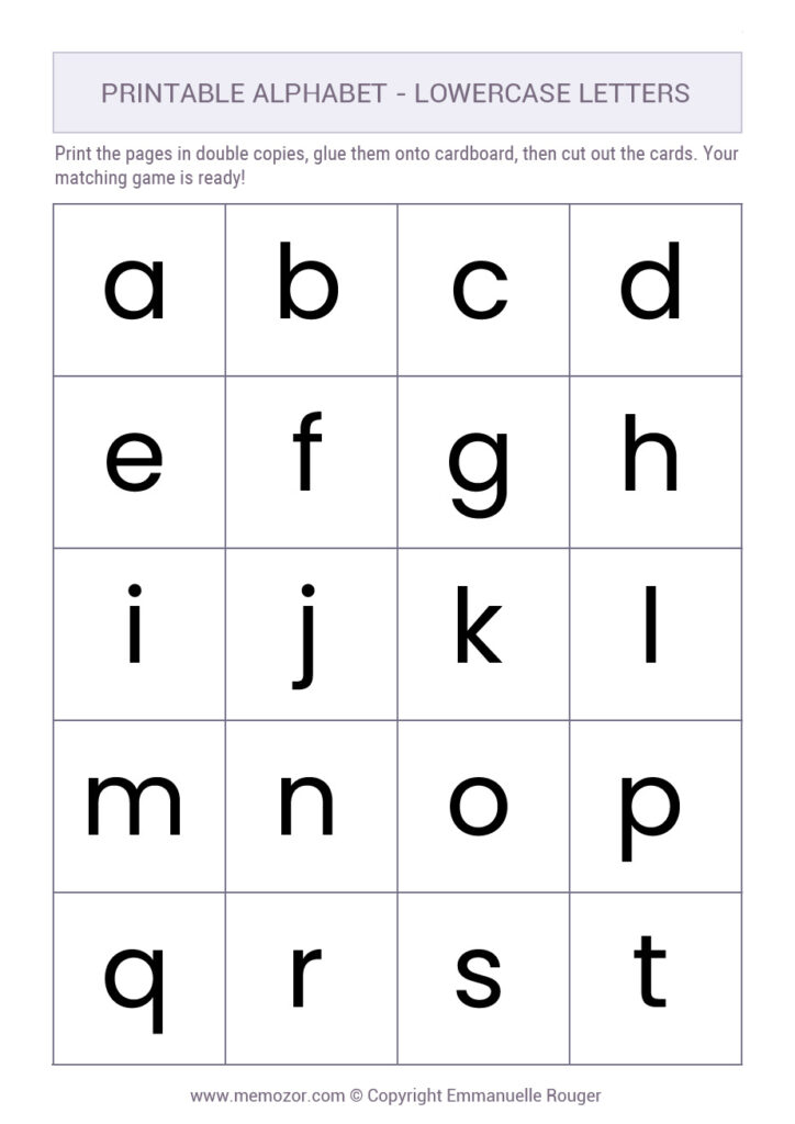 Printable Lowercase Alphabet Letters   26 Letters (A Z) | Memozor Within Free Printable Lower Case Letters