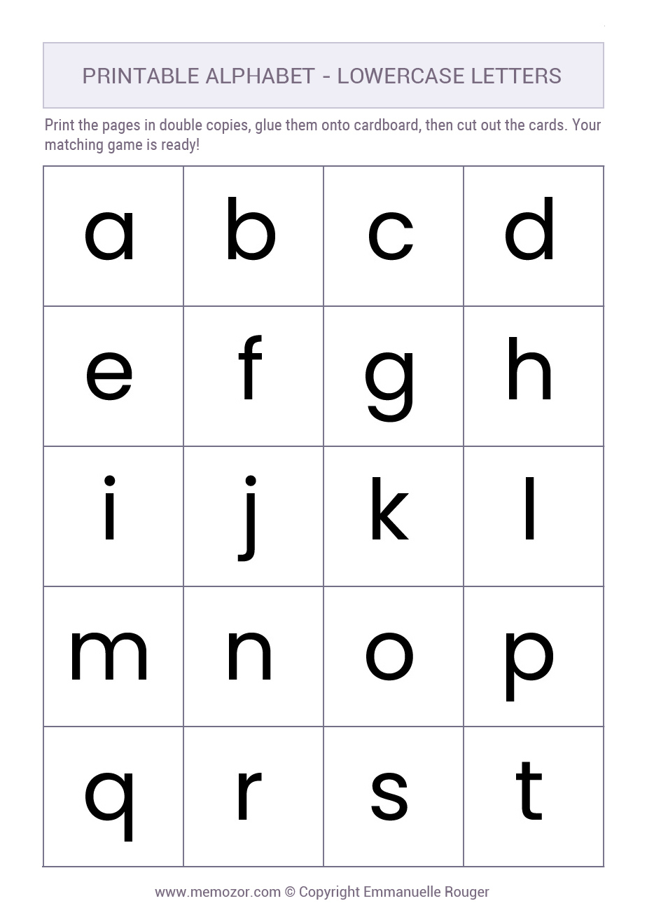Printable Lowercase Alphabet Letters - 26 Letters (A-Z) | Memozor within Free Printable Lower Case Letters