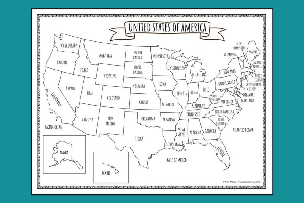 Printable Map Of The United States | Mrs. Merry For Free Printable Maps For Kids Printable Map Of The United States | Mrs. Merry For Free Printable Maps For Kids