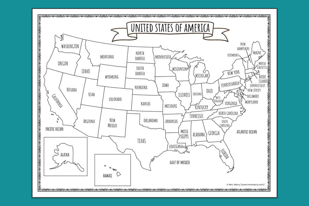 Printable Map Of The United States | Mrs. Merry for Free Printable Maps For Kids
