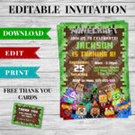 Printable Minecraft Invitation Pdf   Design 1   Minecraft Printables In Free Printable Minecraft Invitations