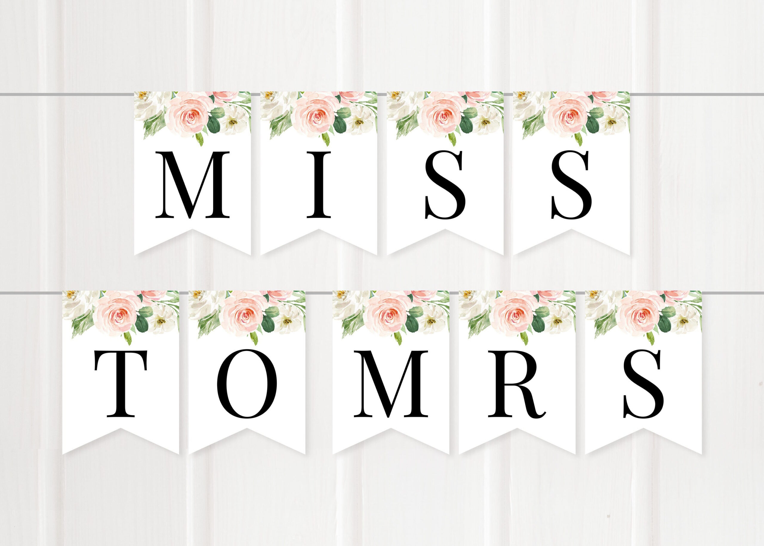 Printable Miss To Mrs Banner | Floral Bridal Shower Decor with regard to Free Printable Miss to Mrs Banner