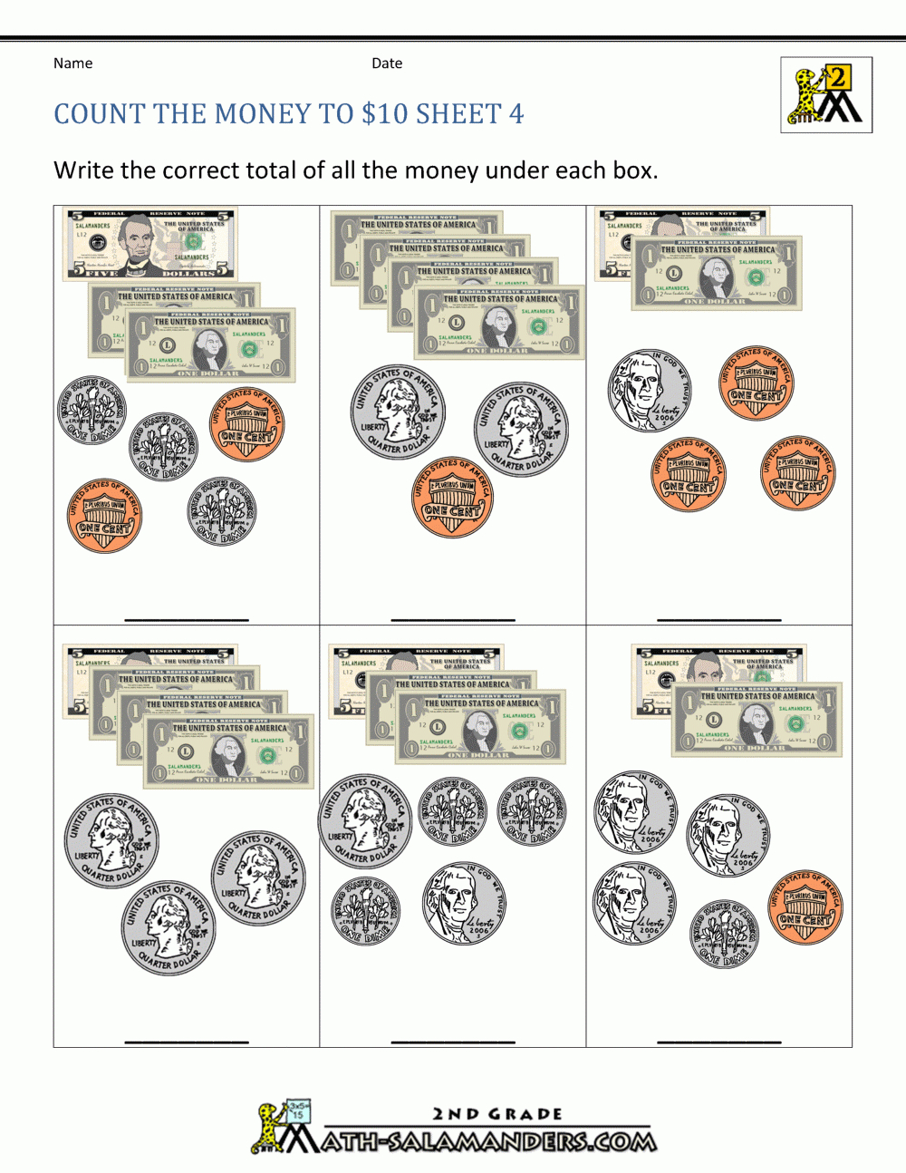 Printable Money Worksheets To $10 within Free Printable Money Activities