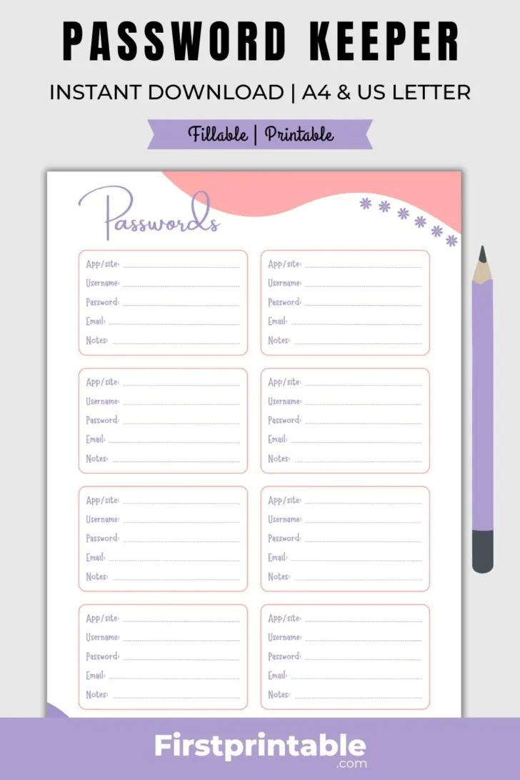 Free Printable Password Log