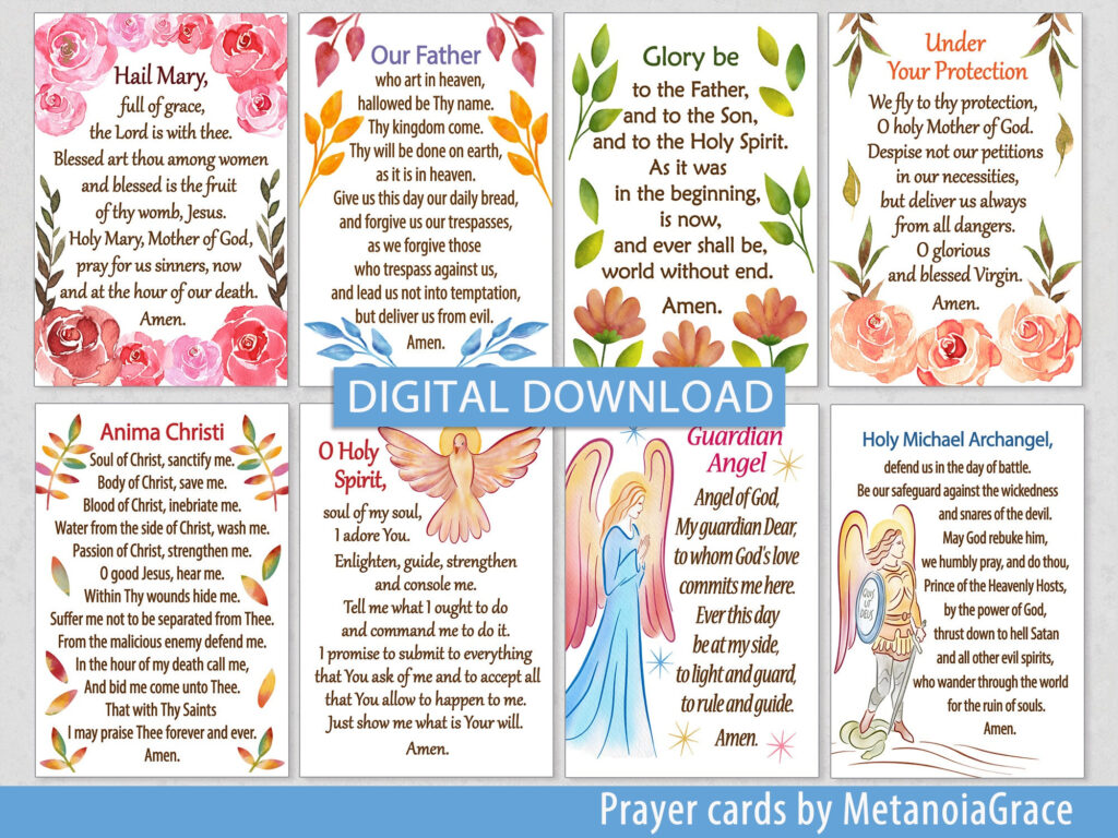 Printable Prayer Cards, Hail Mary, Our Father, Glory Be, Catholic With Free Printable Catholic Prayer Cards Printable Prayer Cards, Hail Mary, Our Father, Glory Be, Catholic With Free Printable Catholic Prayer Cards