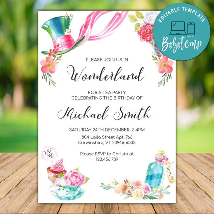 Mad Hatter Tea Party Invitations Free Printable