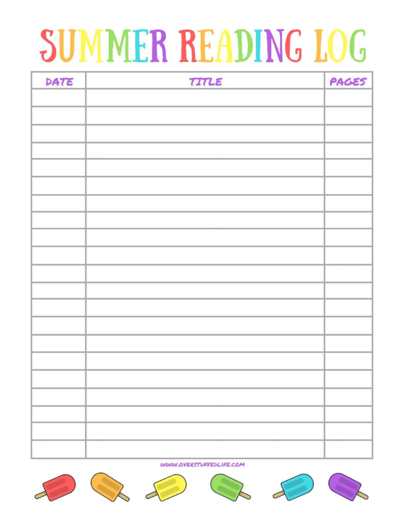 Printable Summer Reading Log For Kids Overstuffed Life Within Free Printable Reading Logs For Children Printable Summer Reading Log For Kids Overstuffed Life Within Free Printable Reading Logs For Children