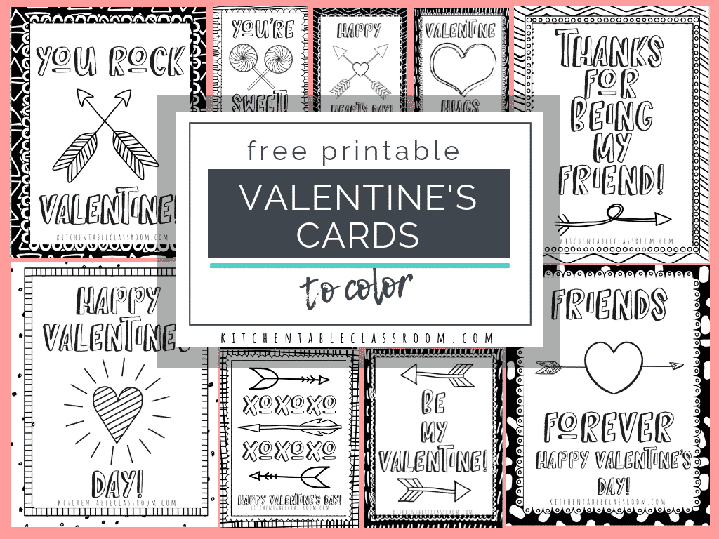 Printable Valentine Cards To Color The Kitchen Table Classroom Intended For Free Printable Valentines For Kids Printable Valentine Cards To Color The Kitchen Table Classroom Intended For Free Printable Valentines For Kids