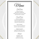 Printable Wedding Menu Template For Microsoft Word • Elegant Black Pertaining To Menu Template Free Printable Word